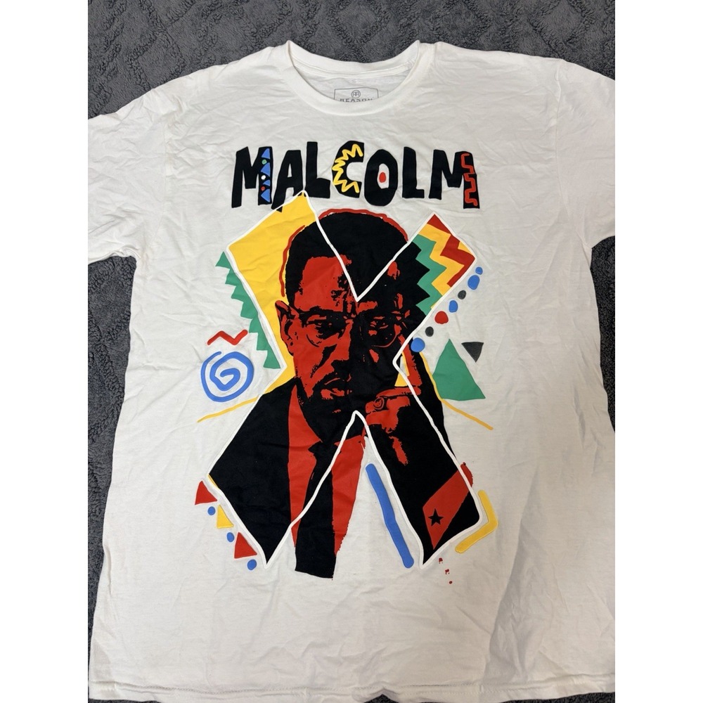 Reason Malcolm X Graphic T-Shirt Mens Large White Limited Edition Streetwear